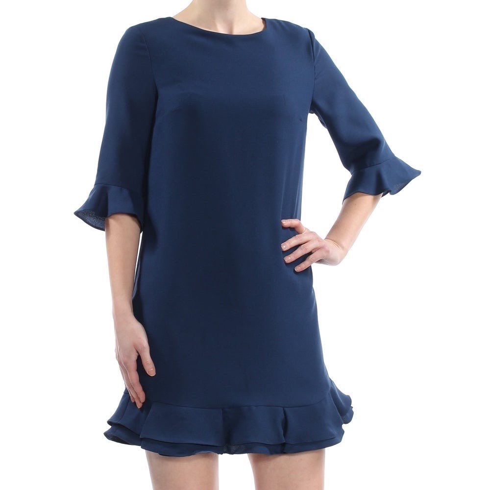 Cece dark blue mini ruffled dress 3/4 sleeves